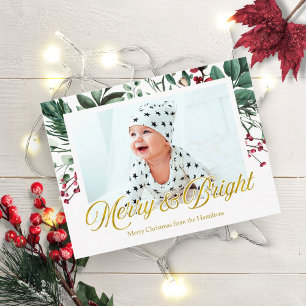 Tarjeta de Navidad con Acuarela Alegre y Brillante
