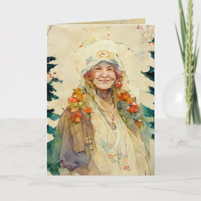 Tarjeta de navidad con acuarela de la anciana invi (Anverso)