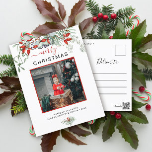 Tarjeta de Navidad con Acuarela de Vegetación Mini