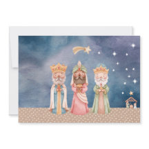 Tarjeta de navidad con acuarela Los sabios