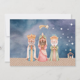 Tarjeta de navidad con acuarela Los sabios