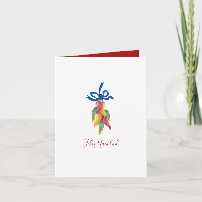 Tarjeta de Navidad con acuarela roja y verde única (Anverso)