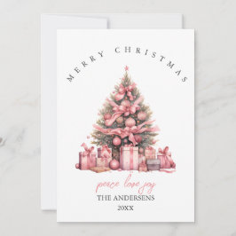 Tarjeta de Navidad con acuarela rosa