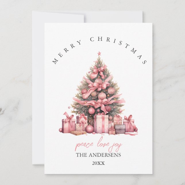 Tarjeta de Navidad con acuarela rosa (Anverso)