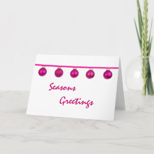 Tarjeta de Navidad con Adornos Rosas en Cinta