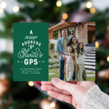 Tarjeta de Navidad con anuncio de mudanza y 4 foto