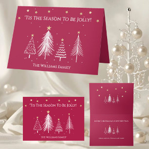 Tarjeta de Navidad con Apellido en Rojo y Blanco