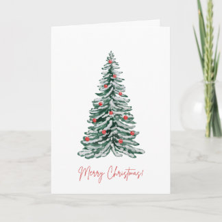 Tarjeta de Navidad con árbol de acuarela