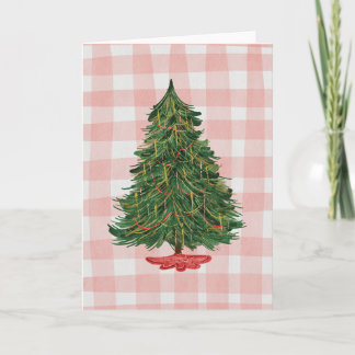 Tarjeta de Navidad con árbol de Navidad de acuarel