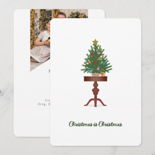 Tarjeta de Navidad con árbol de Navidad en mesa au