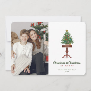 Tarjeta de Navidad con árbol de Navidad en mesa au