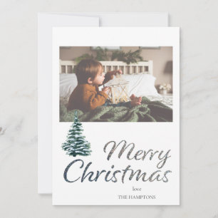 Tarjeta de Navidad con árbol de Navidad y brillo p