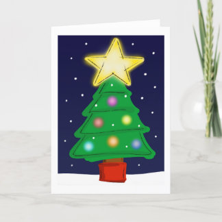 Tarjeta de navidad con árbol de Navidad y estrella