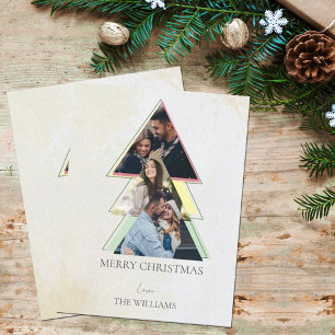 Tarjeta de Navidad con árbol de varias fotos Feliz