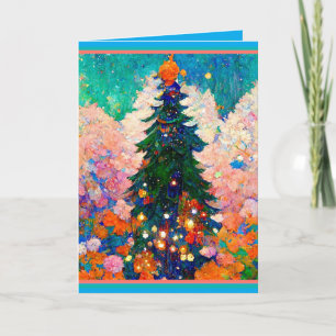Tarjeta de Navidad con Árbol, estilo Klimt, Colori