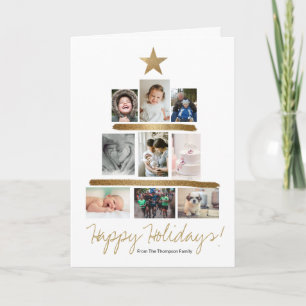 Tarjeta de Navidad con árbol festivo de purpurina