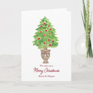 Tarjeta de Navidad con árbol sin fotos en el inter