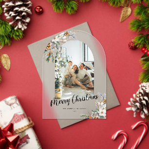 Tarjeta de Navidad con Arco de Vegetación Botánica