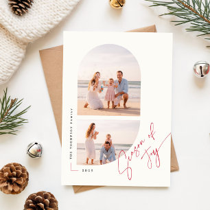 Tarjeta de Navidad con Arco Geométrico y Foto de V