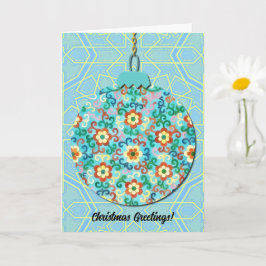 Tarjeta de Navidad con Arte de Adorno Floral de Es