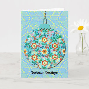 Tarjeta de Navidad con Arte de Adorno Floral de Es