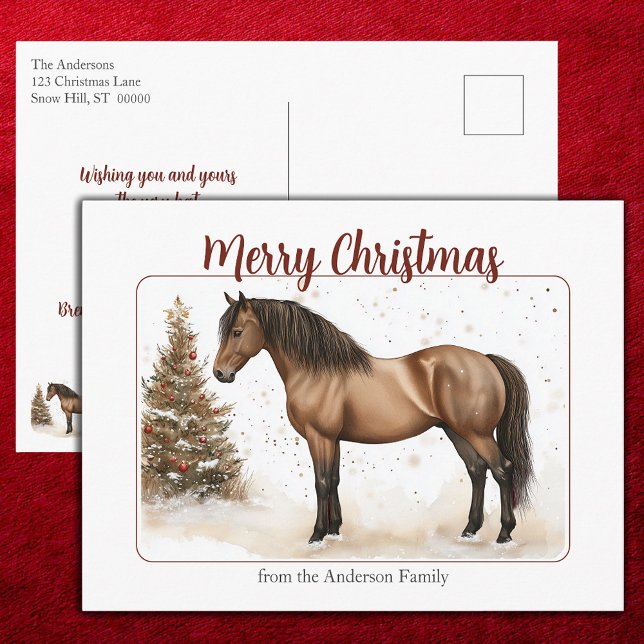 Tarjeta de Navidad con arte de Paso Fino para las  (Paso Fino Merry Christmas Holiday Artwork Postcard)