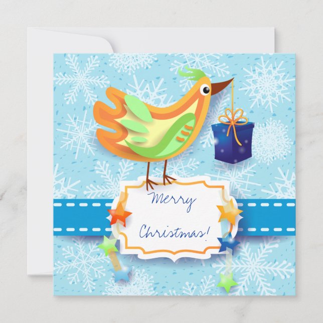 Tarjeta de navidad con ave (Anverso)