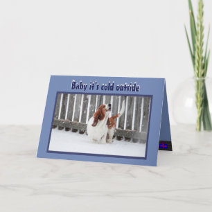 Tarjeta de navidad con base en nieve y chimenea y