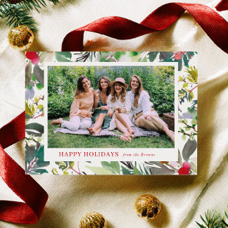 Tarjeta de Navidad con Bayas Invernales Festivas