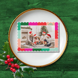 Tarjeta de Navidad con Bloque de Color para Foto