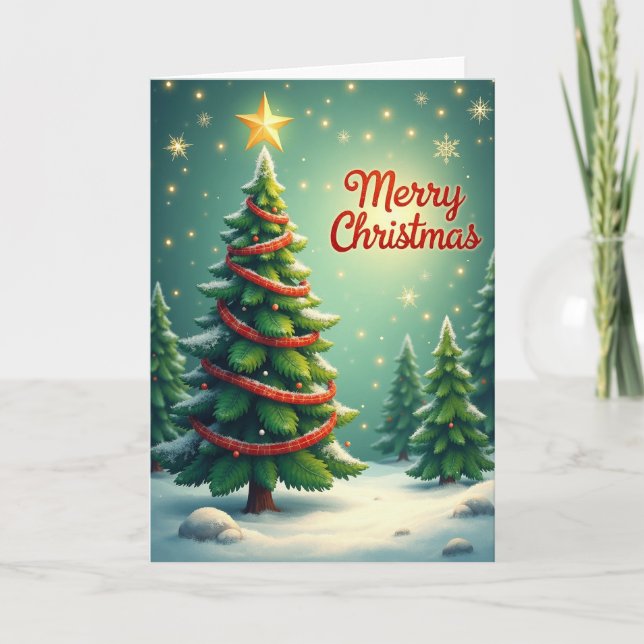 Tarjeta de Navidad con Bokeh Estrellado (Anverso)
