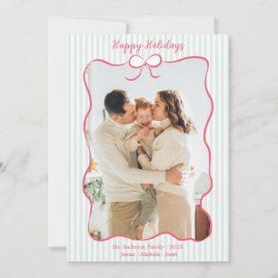 Tarjeta de Navidad con borde de lazo rosa