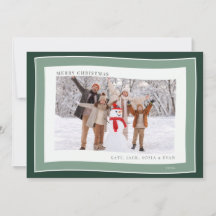 Tarjeta de Navidad con Borde de Verde Bosque y Sal