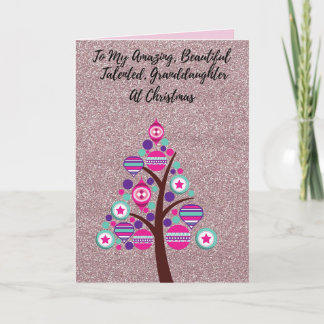 Tarjeta de Navidad con Brillo Rosa para mi Nieta
