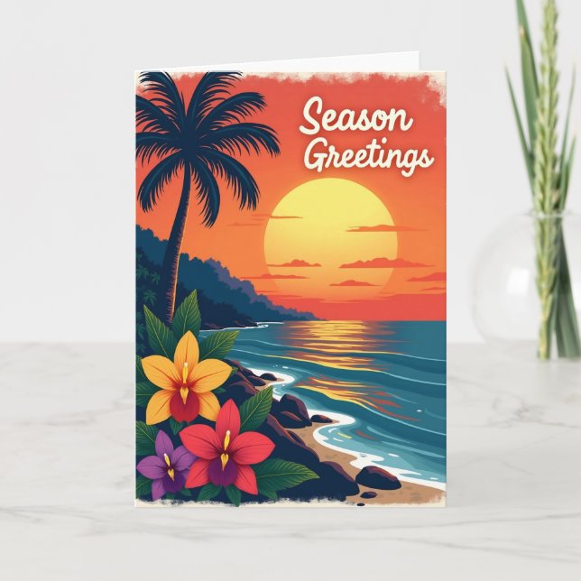 Tarjeta de Navidad con brillo tropical (Anverso)