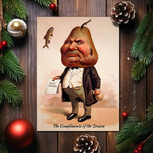 Tarjeta de Navidad con Cabeza de Pera Gruñona Vict