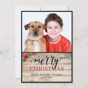 Tarjeta de Navidad con Caligrafía Rustic One Photo