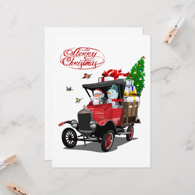 Tarjeta de Navidad con camión de Santa Claus de di (Anverso/Reverso In Situ)