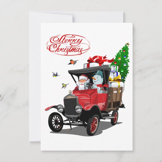 tarjeta de Navidad con camión de Santa Claus de di (Anverso)