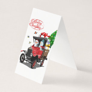 tarjeta de Navidad con camión de Santa Claus de di