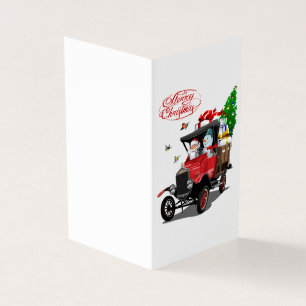 Tarjeta de Navidad con camión de Santa Claus de di