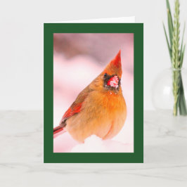 TARJETA DE NAVIDAD CON CARDENAL EN LA NIEVE