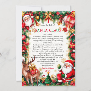 Tarjeta de Navidad con Carta de Papá Noel