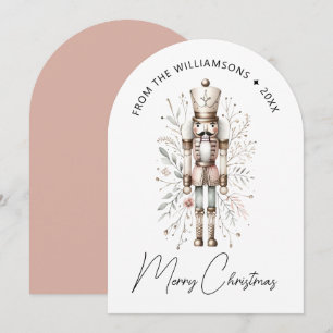 Tarjeta de Navidad con Cascanueces Rosa y Nombre d