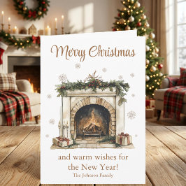 Tarjeta de Navidad con Chimenea Acogedora