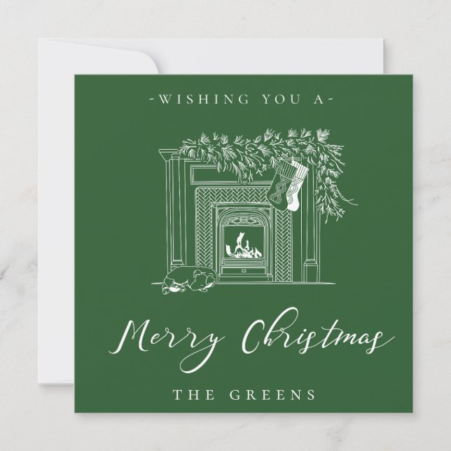 Tarjeta de Navidad con Chimenea de Fiesta (Anverso)