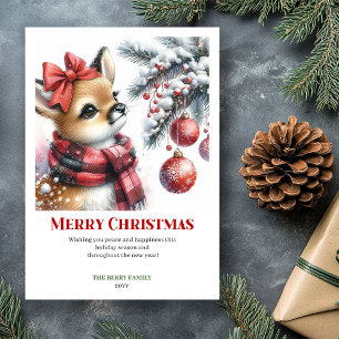 Tarjeta de Navidad con ciervo bebé editable en acu