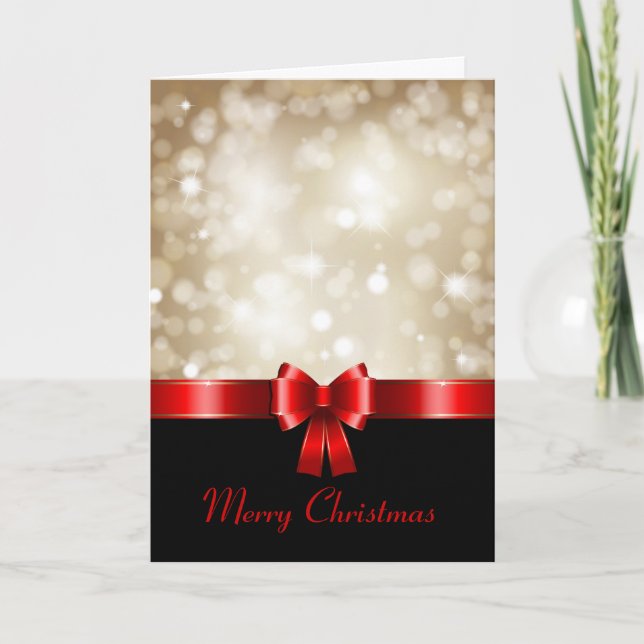 Tarjeta de navidad con cinta roja (Anverso)