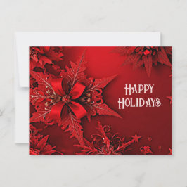 Tarjeta de Navidad con Cinta Roja Floral