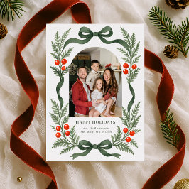 Tarjeta de Navidad con Cinta Verde Festiva